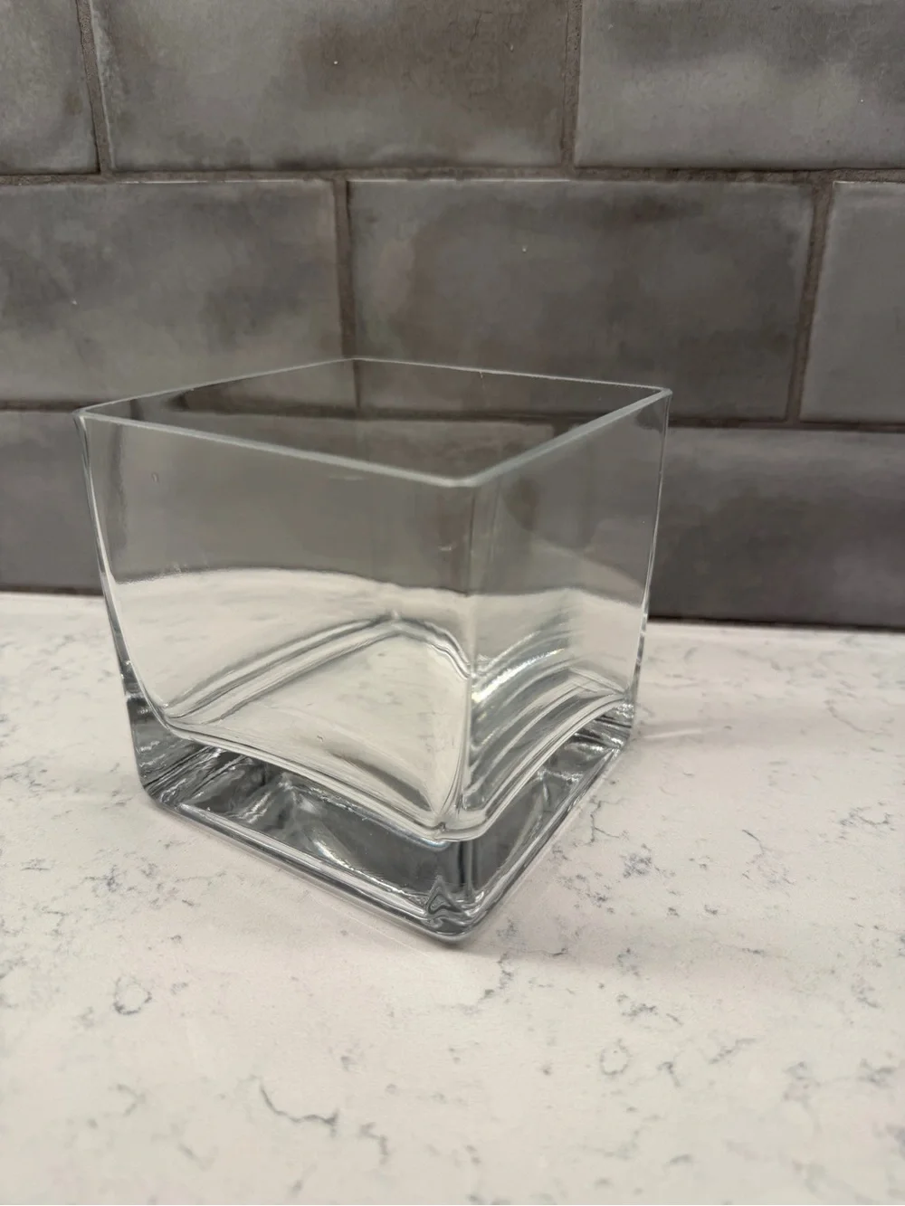 Clear Square Glass Vase / Candle Holder
